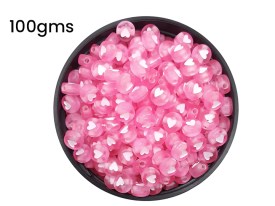 Cuentas plasticas pastilla rosa corazon blanco